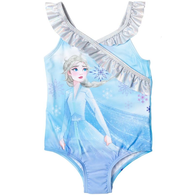Disney Frozen Elsa Princess Anna Girls 2 Pack One Piece Bathing Suits Toddler, 3 of 8