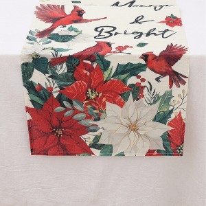 Unique Bargains Table Runner Rectangular Winter Christmas Pattern 11 Linen Colorful 1 Pc - 1 of 3