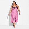 Women's Lace Trim Satin Midi A-Line Dress - Wild Fable™ - 2 of 3
