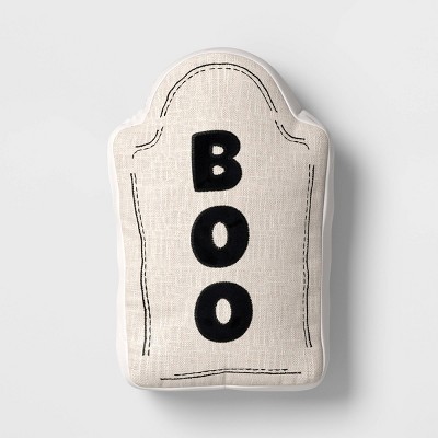 13"x9" Small 'Boo' Tombstone Novelty Shaped Throw Pillow Beige - Hyde and EEK! Boutique™