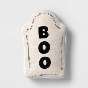 13"x9" Small 'Boo' Tombstone Novelty Shaped Throw Pillow Beige - Hyde and EEK! Boutique™ - 1 of 4