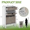 Shoe Cabinet w/2 Flip Doors & 1 Drawer, Entrance Wooden Shoe Rack w/ Iron Legs, Slim Shoe Storage Cabinet, Modern Fluted Shoe Organizer - 4 of 4