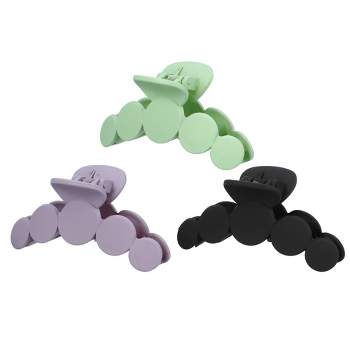 Unique Bargains Women's Plastic Hair Claws Clips Black Purple Green 3.94"x1.54"x1.77" 3Pcs