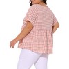 Agnes Orinda Women's Plus Size Gingham 1950s V-Neck Peplum Babydoll Tops with Button Detail - 4 of 4