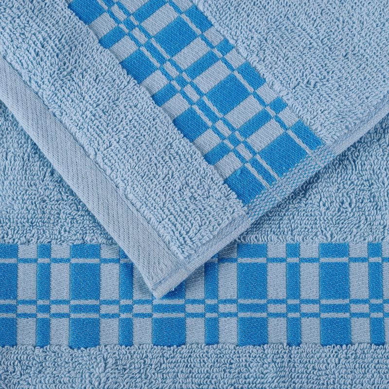 100% Cotton Medium Weight Geometric Border 8 Piece Assorted Bathroom Towel Set by Blue Nile Mills, 4 of 7