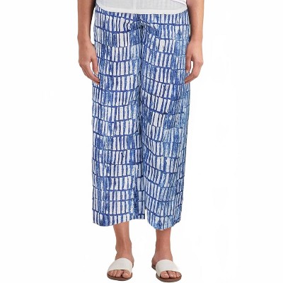 Women's Crop Pant Royal Batik Linen Blend - habitat