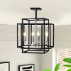 Modern 4-Light Black Cage Chandelier, Geometric Semi Flush Mount Ceiling Light for Entryway Kitchen - 2 of 4