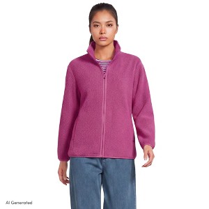 Lands' End Women's Cozy High Pile Full Zip Fleece Jacket - Medium