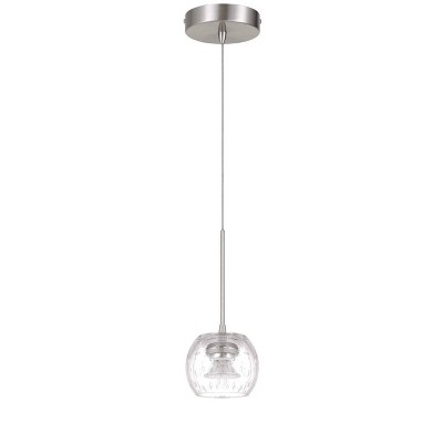 4.5" x 4.5" x 10" LED Dimmable Mini Pendant with Smoked Glass Silver - Cal Lighting