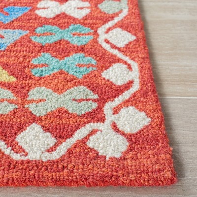 Aspen Blue and Red Handmade Wool Area Rug
