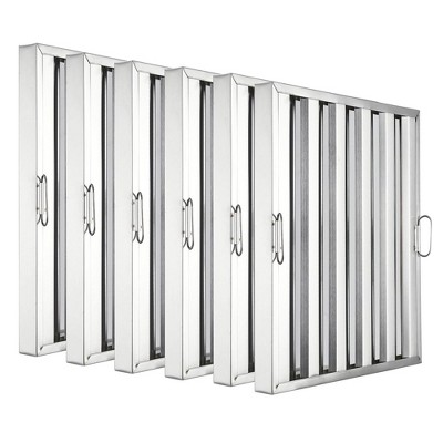 Garvee Commerical Hood Filters 19.5 Inch, 430 Stainless Steel 5 Grooves, Range Hood Filters for Restaurant Kitchen Exhaust Hoods, Pack of 6