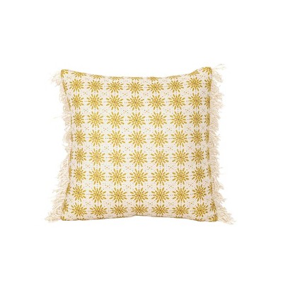 18" x 18" Rae Boho Floral Mustard Indoor/Outdoor Pillow Decorative Indoor/Outdoor Accent Throw Pillow
