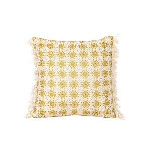 18" x 18" Rae Boho Floral Mustard Decorative Indoor/Outdoor Accent Throw Pillow - 1 of 4