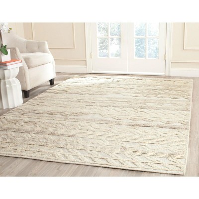 Ivory Hand-Knotted Wool Geometric 9' x 12' Area Rug