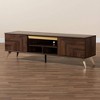 Graceland 2 Door Wooden TV Stand for TVs up to 58" Walnut Brown/Gold - Baxton Studio: Media Console with Open Shelves - 2 of 4