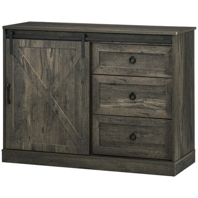 NicBex Sideboard Cabinet Farmhouse Kitchen Buffet Cabinet with 3 Drawers and Sliding Barn Door for Kitchen,Living Room,Dark Gray