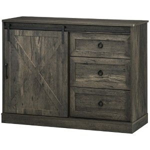 NicBex Sideboard Cabinet Farmhouse Kitchen Buffet Cabinet with 3 Drawers and Sliding Barn Door for Kitchen,Living Room,Dark Gray - 1 of 4