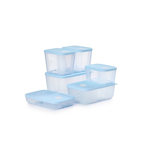 Tupperware 12pc Food Storage Date Store And Freeze Set Light Blue : Target