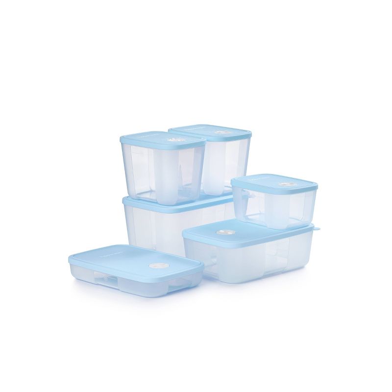 Tupperware 12pc Food Storage Date Store and Freeze Set Light Blue, 1 of 10