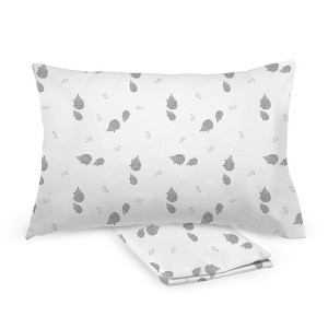 BreathableBaby Cotton Percale Pillowcase, For 13" x 18"/33 x 46 cm Toddler Pillow, Hedgehogs (2-Pack) - 1 of 4