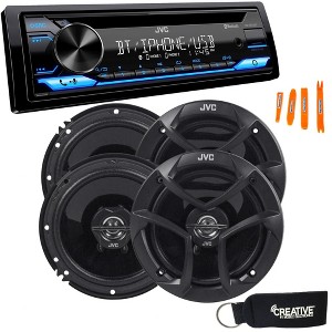 JVC KD-TD71BT - CD Receiver featuring Bluetooth, Front USB, AUX, Amazon Alexa + Two Pairs Of JVC 6.5" Speakers - 1 of 4