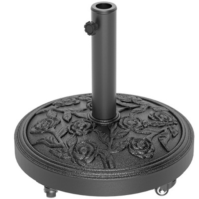 Black Powder Coated Concrete Patio Umbrella Base with Wheels
