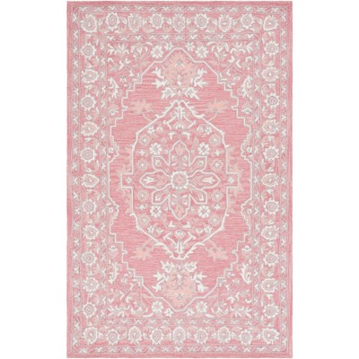 Ivory Hand-knotted Wool Rectangular Area Rug, 5' x 8'