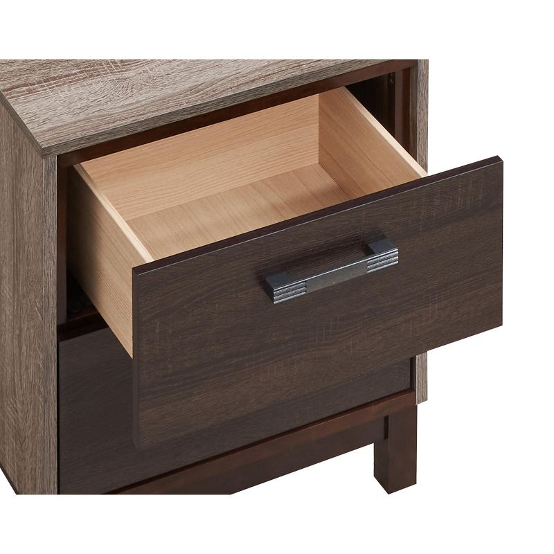Passion Furniture Magnolia 2-Drawer Brown Nightstand (24 in. H x 19 in. W x 15.5 in. D), 3 of 7