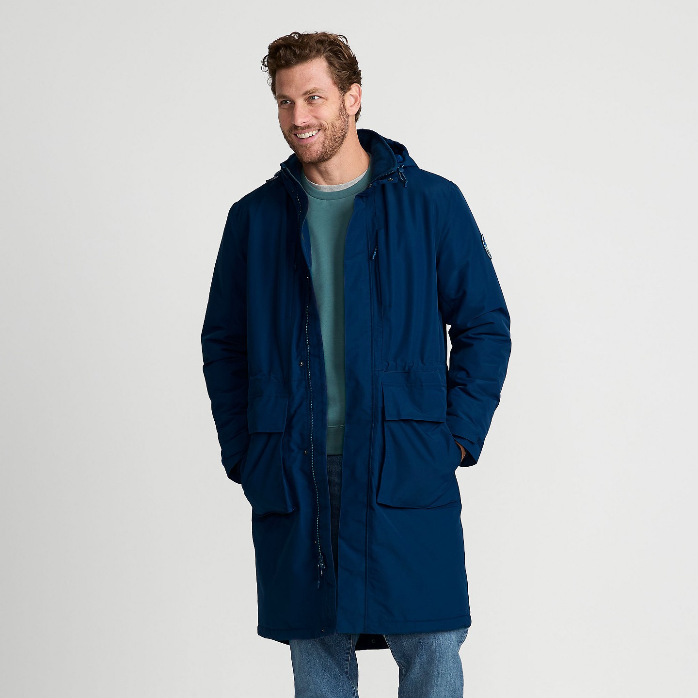 Мужское пальто Lands' End Squall Waterproof Insulated Winter Stadium Coat - Small - Deep Sea Navy, цвет: Тёмно-синий — фото 1