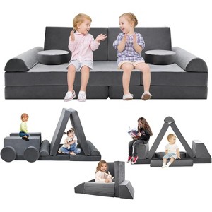 Docred Kids Couch Play Set, 8/10PCS Modular Kids Sofa Couch Fold Out Playhouse Set for Toddlers, Creative Foam Play Couchs Indoor - 1 of 4