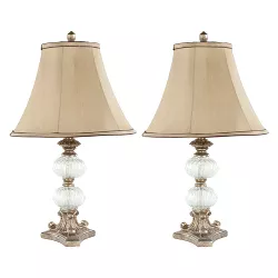 (Set of 2) 22.5" Scarlett Glass Globe Table Lamp Antique Gold/Clear (Includes CFL Light Bulb) - Safavieh