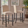45"H Solid Wood Arch Back Bar Stool with Upholstered Seat and Nailhead Trim for Kitchen or Home Bar (Set of 2) - 4 of 4