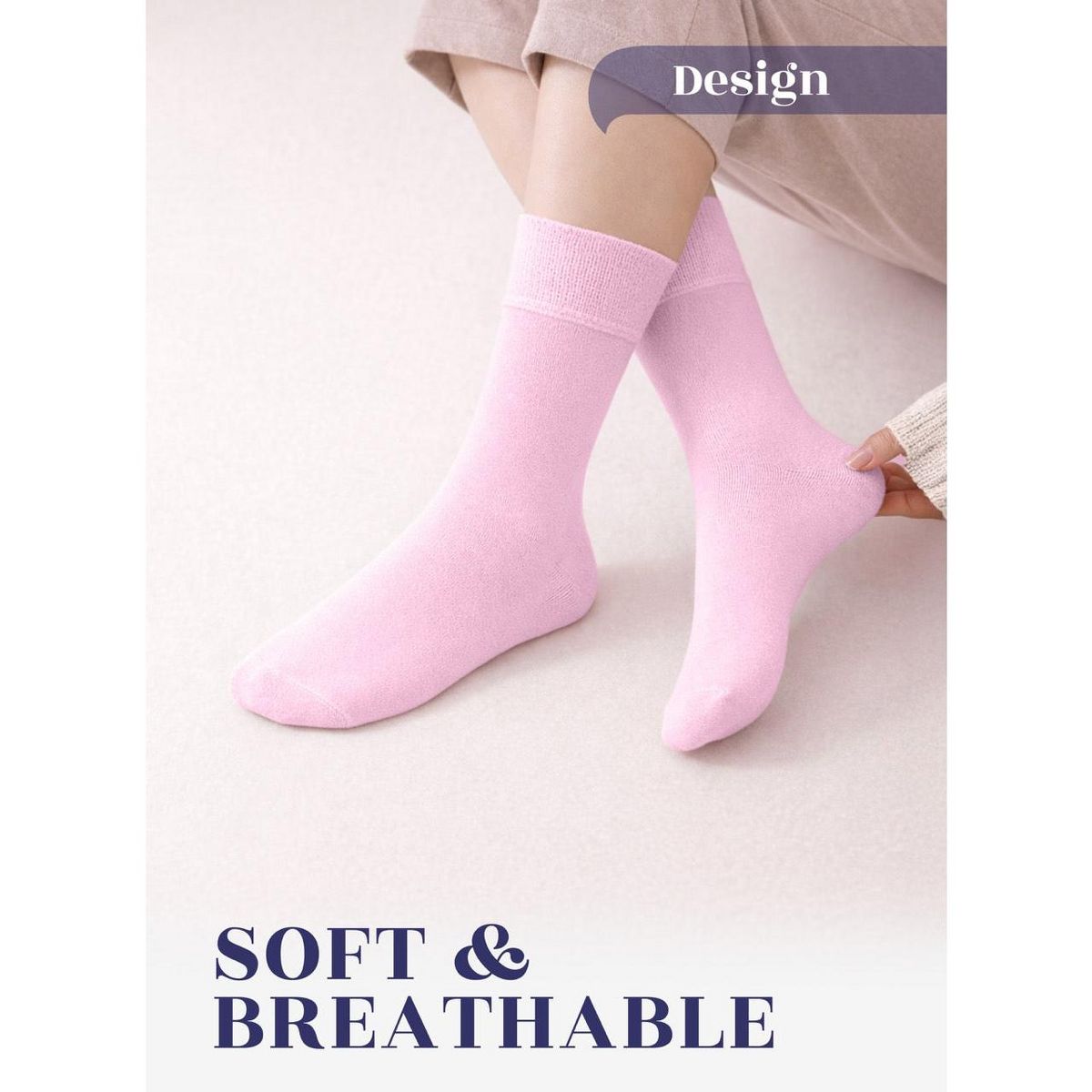 Hugh Ugoli Women's Soft Crew Dress Socks Seamless Toe Non-Binding Lightweight (3 Pairs) - thumbnail 4