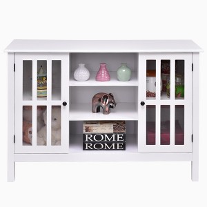 Tangkula Wood TV Stand Free Standing Storage Console Cabinet For 50” TV White/Walnut - 1 of 4