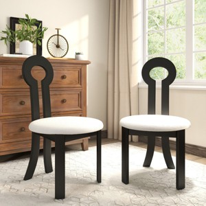 Vintage Rubber Solid Wood Dining Chairs Set Of 2,Cashmere Fabric Upholstered Dining Chair,Wooden Armless Kitchen Dining Chair-Coolbibila - 1 of 4