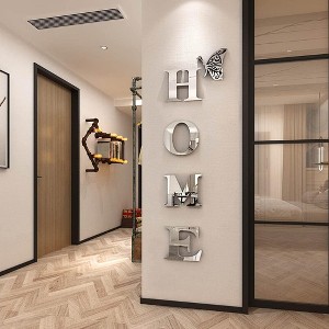 Attop Home Wall Decor Letter Signs Acrylic Mirror Wall Stickers Decorations for Living Room Bedroom Silver 47.2 X 15.3'' - 1 of 4