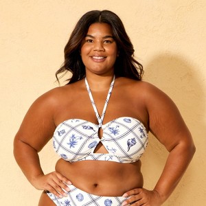 Women's Shell Print Anchor Charm Halter Bandeau Bikini Top - Shade & Shore™ Blue/White - 1 of 3