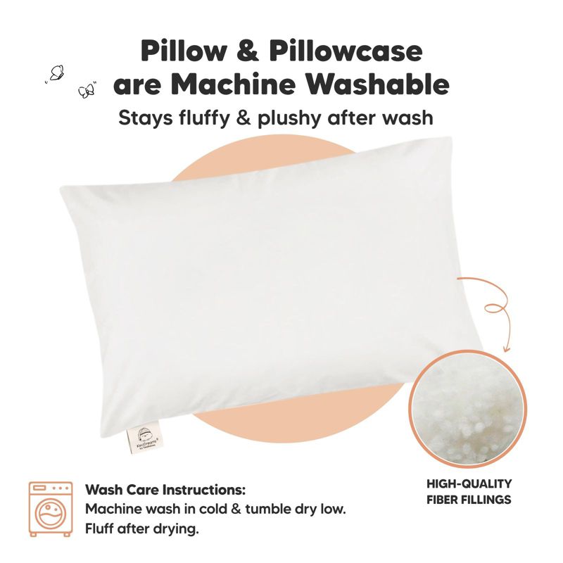 KeaBabies Jumbo Toddler Pillow with Pillowcase, 14X20 Soft Organic Toddler Pillows for Sleeping, Kids Travel Pillow (Soft White), 5 of 12