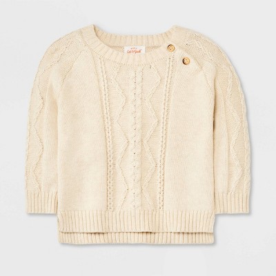 Image of Baby Cable Pullover Sweater - Cat & Jack™ Oatmeal 3-6M