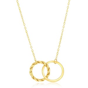 Classic Gold 14K Yellow Gold, Rope & Polished Double Circle Necklace - Gold - 16+2 Inch - 1 of 2
