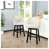 Angel Sar Set of 2 Beige Bar Stools with 360-Degree Swivel, Nailhead Trim & Rubber Wood Legs, Button Tufted Waffle Stitch Kitchen Counter Stools - 2 of 4