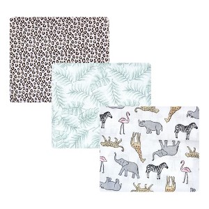 Hudson Baby Infant Girl Cotton Muslin Swaddle Blankets, Modern Pink Safari, 3-Pack - 1 of 4