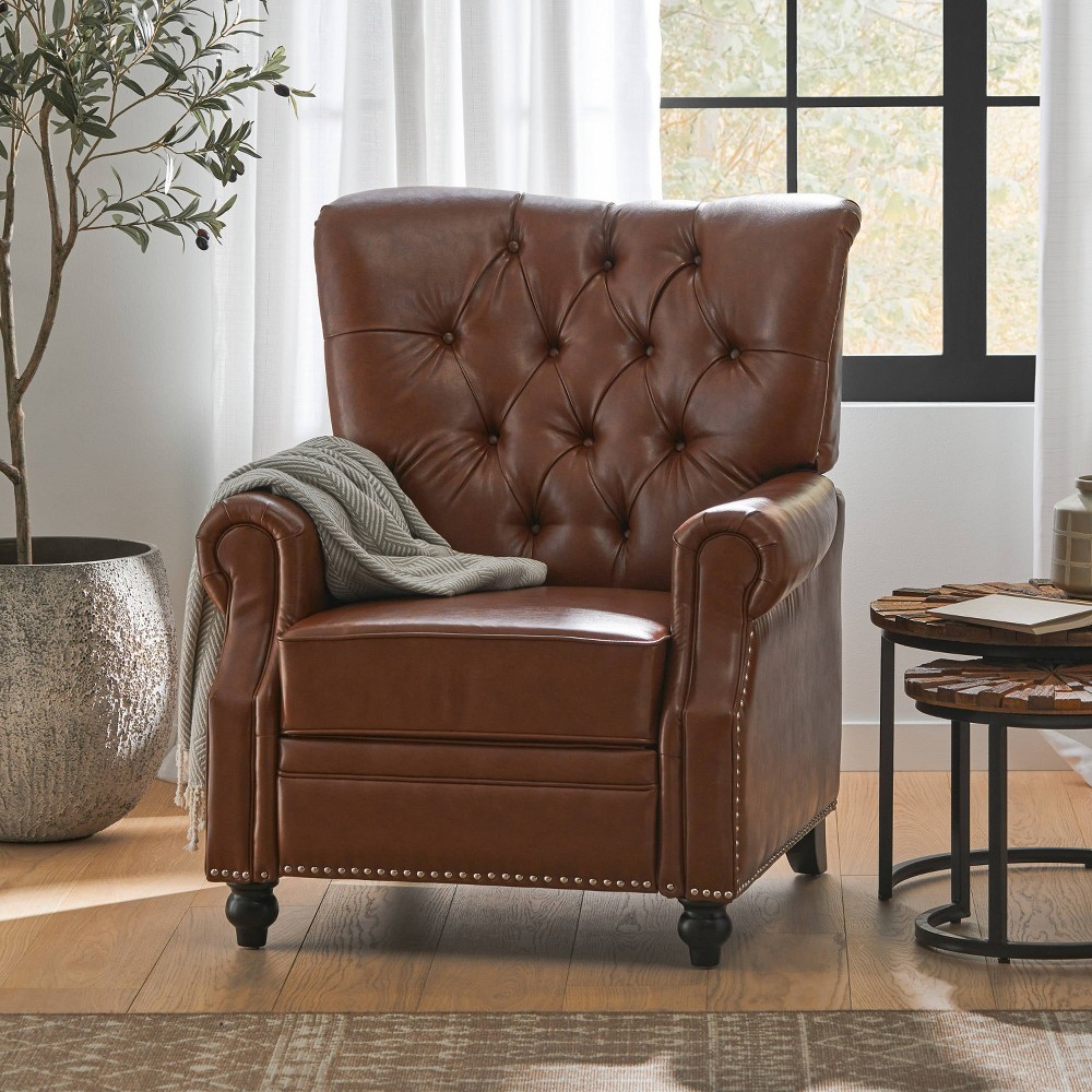 Callade Contemporary Tufted Power Recliner: Push-Back, Nailhead Trim - Christopher Knight Home