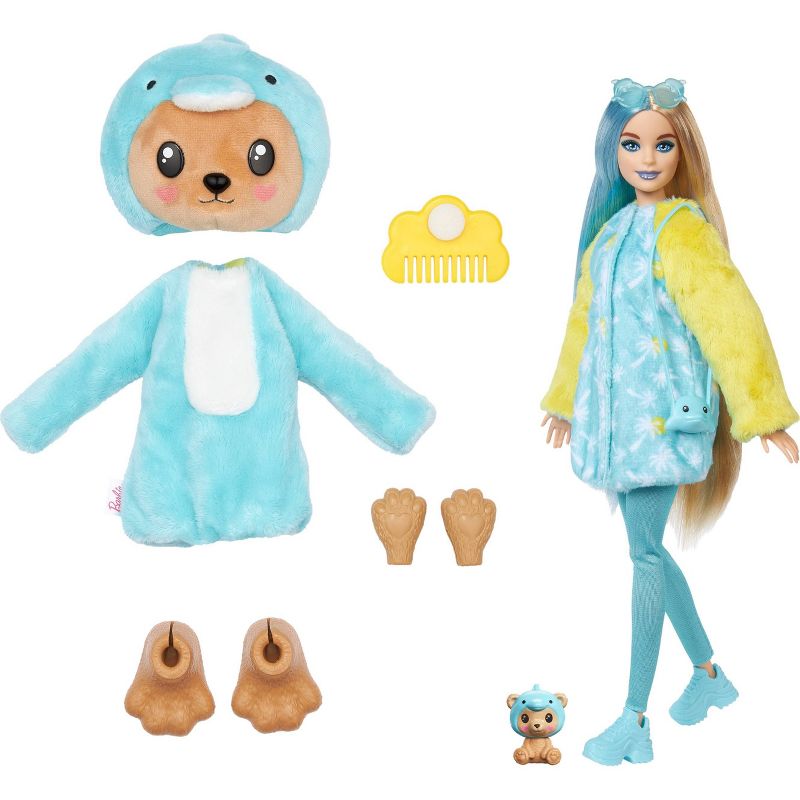 Barbie Cutie Reveal Teddy Bear as Dolphin Costume-Themed Series Doll &#38; Accessories with 10 Surprises, 5 of 8