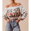 Women's Floral Embroidered Off The Shoulder Top - MACARON - 2 of 4