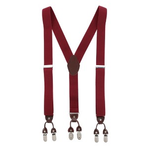 CTM Men's 1.375 Inch Wide Solid Color Y-Back Double Clip-End Suspenders - 1 of 4