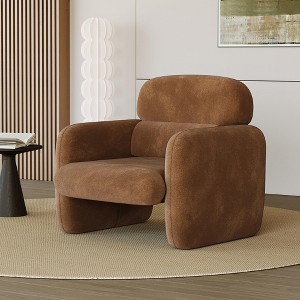 Modern Accent Chair, Wood Frame Sofa Chair, Comfortable Reading Armchair for Living Room, Bedroom - 1 of 4
