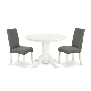 HomeStock 3-Pc Linen White Finish Solid Wood Top-Round Dining Room Set-Seats 4 - 1 of 4