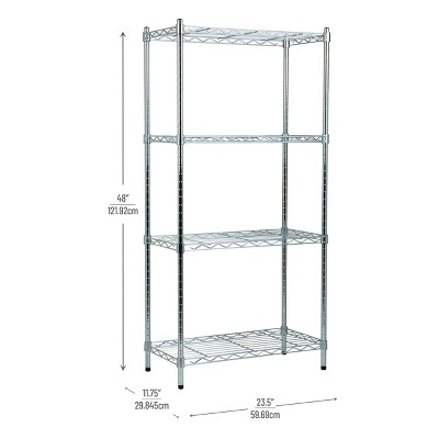 Industrial 4-Tier Chromed Steel Adjustable Shelving Unit, Silver
