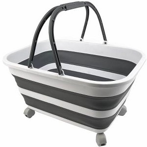 SAMMART 26L (6.8 Gallons) Collapsible Plastic Laundry Basket with Handles & Wheels - 1 of 4